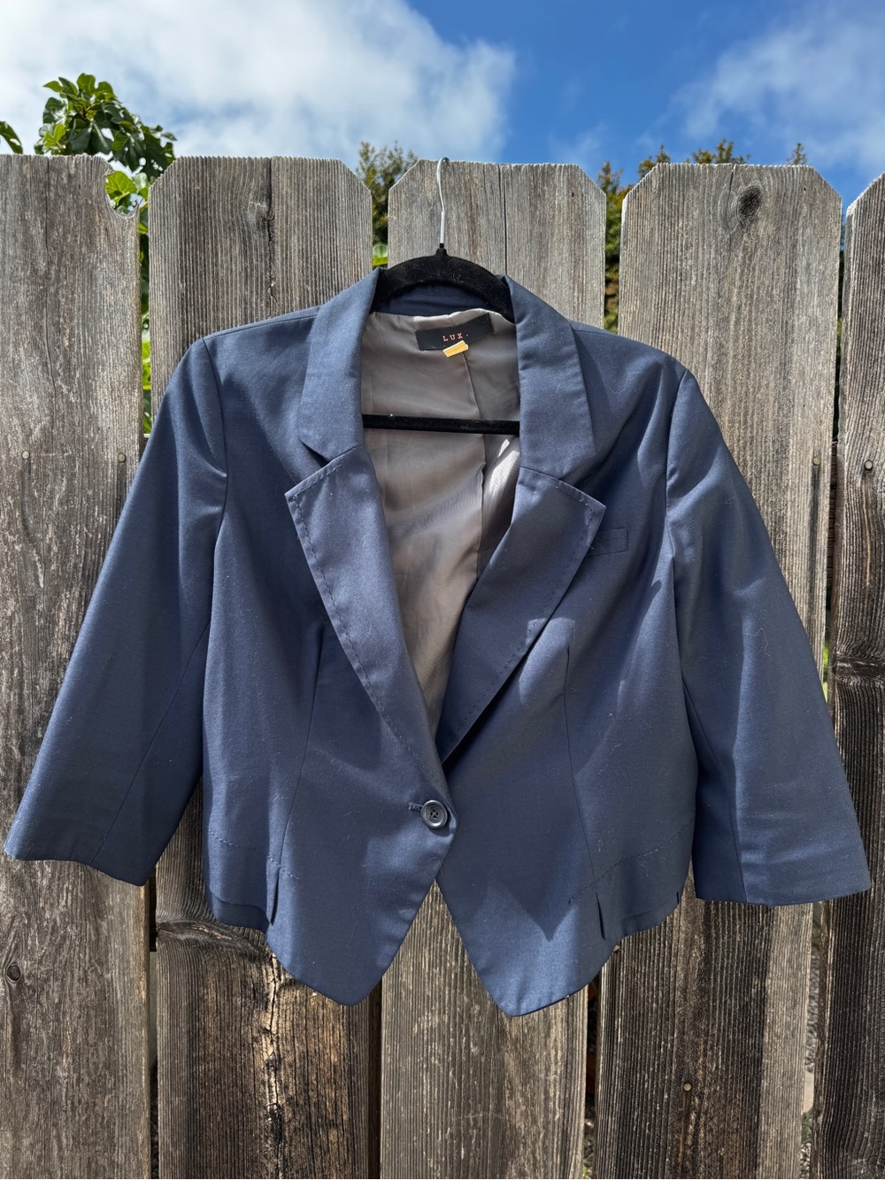 Lux Navy Cropped Single-Button Blazer